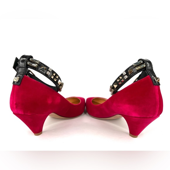 VALENTINO GARAVANI Studded Velvet Crystal Embellished Ankle Strap Pumps EU 35 - Picture 14 of 15